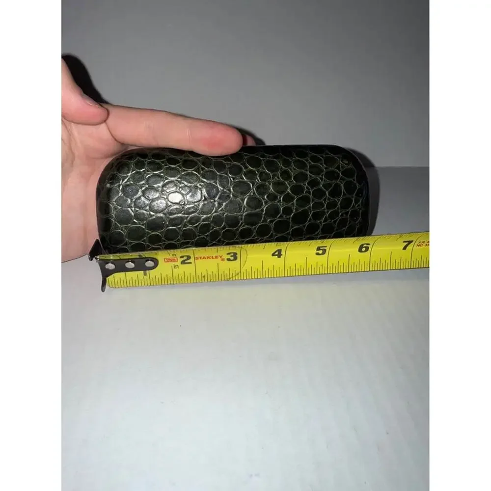 Vintage Reptile Like Skin Green Leather Women Fashion Sunglass Sunglasses Case